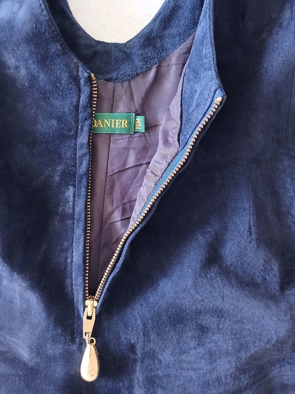 Danier Suede Vintage 90's Navy Pinafore Romper - Picture 7 of 16
